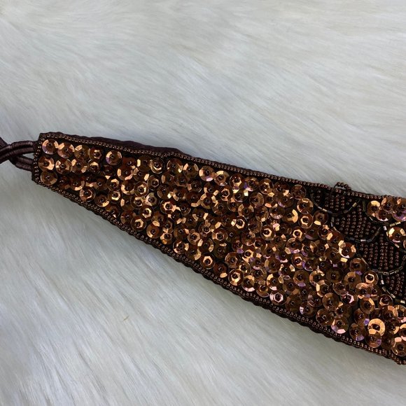 Vintage Brown & Bronze Sequin Belt - Has Original Tags - Straps Broken - Picture 4 of 12